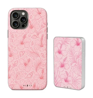 Pack Hibisco Rosa – Carcasa y Powerbank magnético