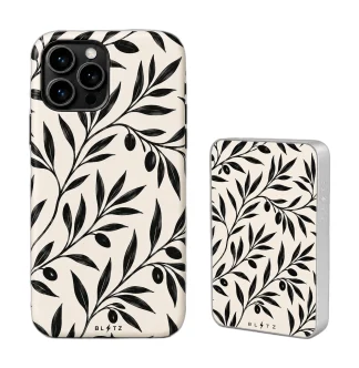 Pack Hojas Noir – Carcasa y Powerbank magnético