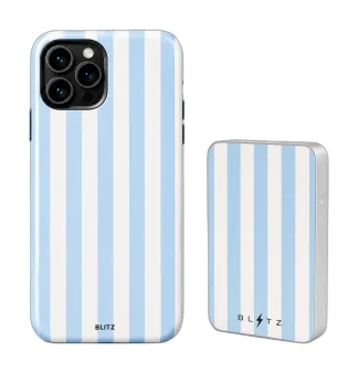 Pack Rayas Cielo – Carcasa y Powerbank magnético