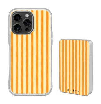 Pack Rayas Mandarina – Carcasa y Powerbank magnético