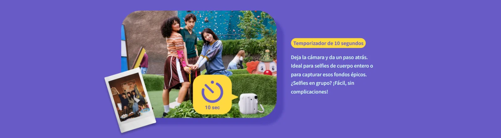 Temporizador de 10 segundos para selfies de cuerpo entero y fotos de grupo